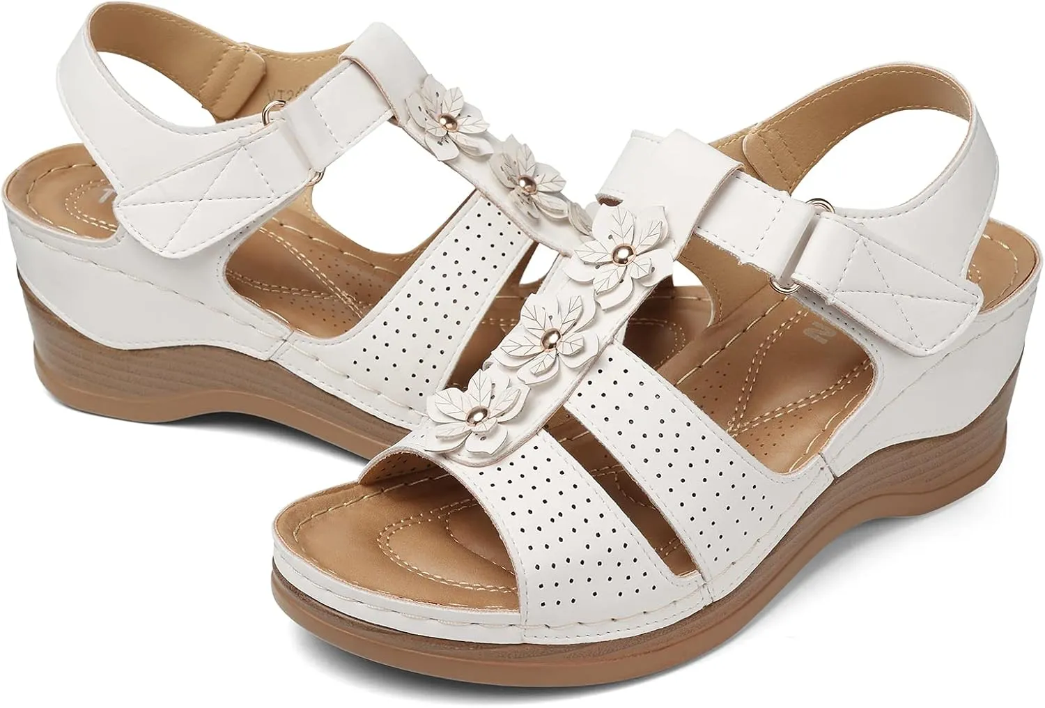 TEMOFON Womens Sandals Wedge Platform: Summer Ankle Strap Open Toe Wedge - Dressy Sandals Women - Comfortable Walking Low Sandal