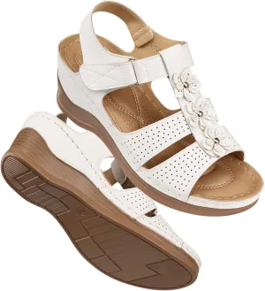 TEMOFON Womens Sandals Wedge Platform: Summer Ankle Strap Open Toe Wedge - Dressy Sandals Women - Comfortable Walking Low Sandal