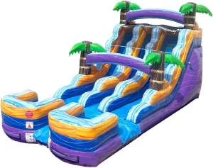 TentandTable Dual Lane Inflatable Water Slide for Kids and Adults, Commercial Grade Giant Blow Up Backyard Water Fun, Includes Electric Air Blower, 27' L x 13.5' W x 15' H, Tropical Purple Marble
