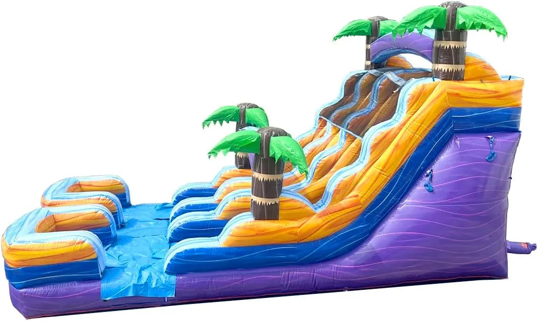 TentandTable Dual Lane Inflatable Water Slide for Kids and Adults, Commercial Grade Giant Blow Up Backyard Water Fun, Includes Electric Air Blower, 27' L x 13.5' W x 15' H, Tropical Purple Marble