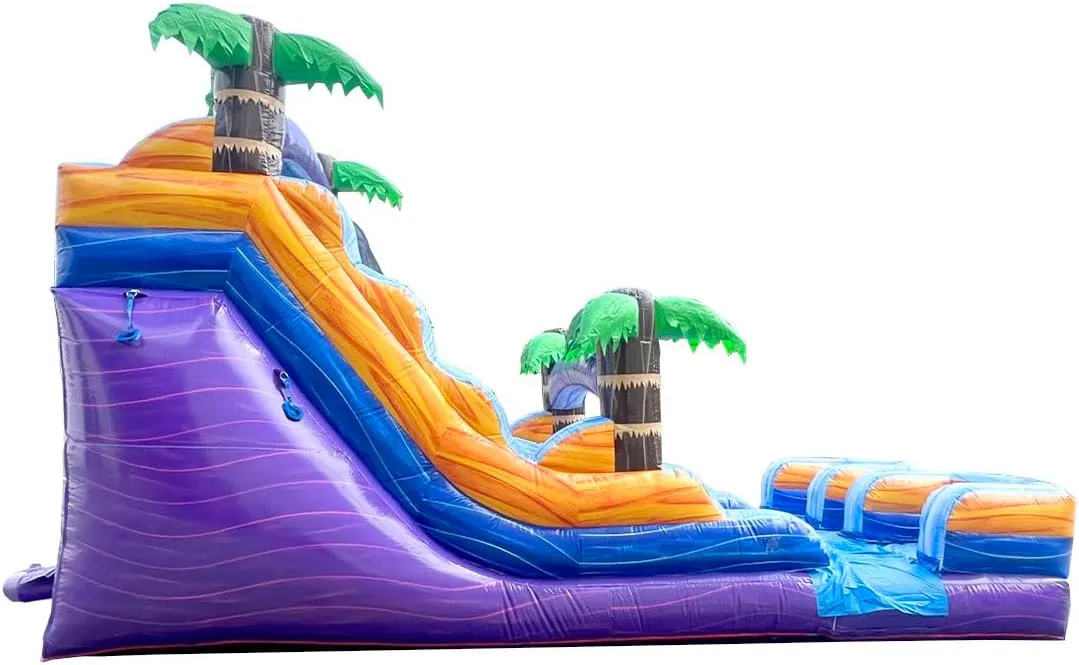 TentandTable Dual Lane Inflatable Water Slide for Kids and Adults, Commercial Grade Giant Blow Up Backyard Water Fun, Includes Electric Air Blower, 27' L x 13.5' W x 15' H, Tropical Purple Marble