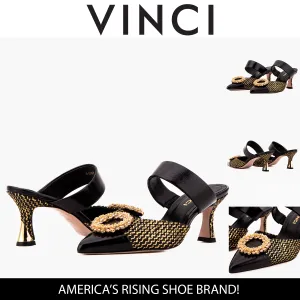 The Valencia Black & Gold Jewel Heel Women Mule Shoe