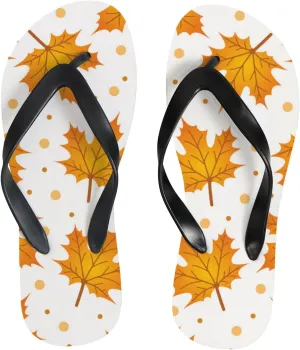 Thong Slippers Flip Flops for Women - Autumn Falling Maple Leaf Casual Flat Slide Beach Slippers Sandals Shower Shoes