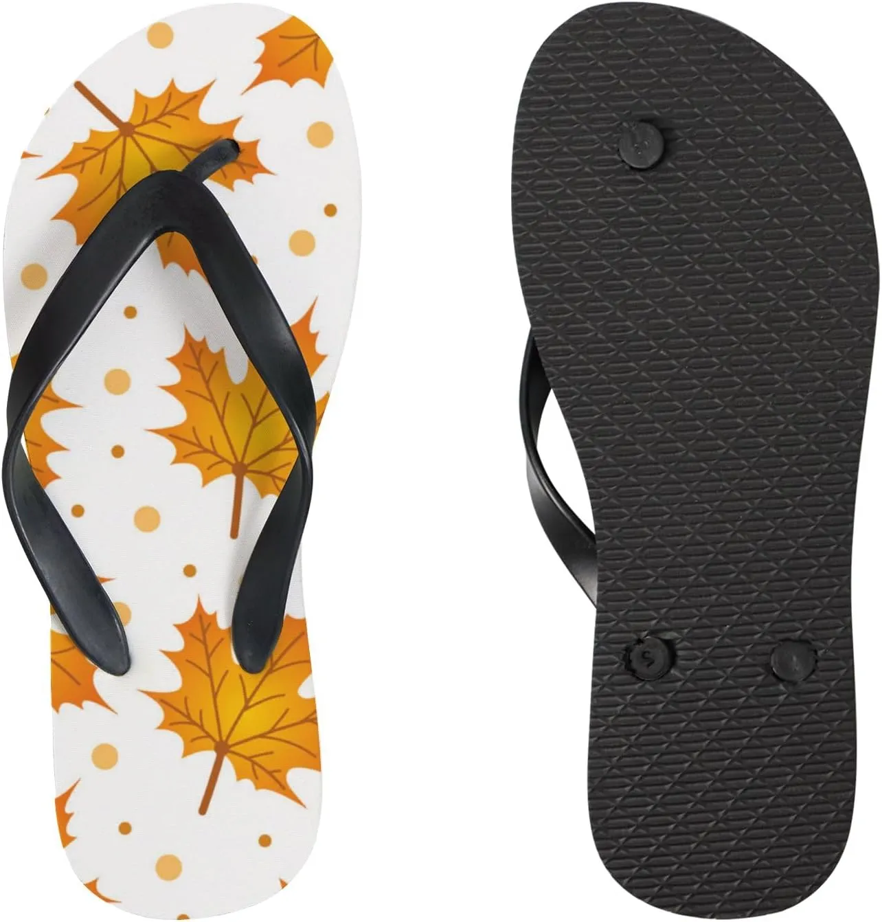 Thong Slippers Flip Flops for Women - Autumn Falling Maple Leaf Casual Flat Slide Beach Slippers Sandals Shower Shoes