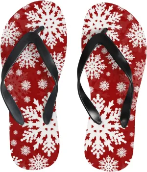 Thong Slippers Flip Flops for Women White Shine Snowflakes Casual Flat Slide Beach Slippers Sandals Shower Shoes