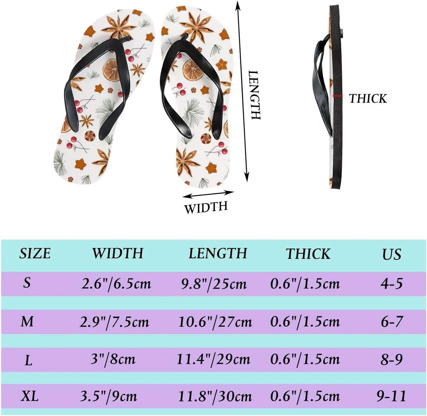 Thong Slippers Flip Flops for Women Winter Tree Berries Star Casual Flat Slide Beach Slippers Sandals Shower Shoes