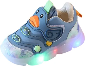 Toddler Boys Girls Light Up Sneaker LED Flashing Lightweight Mesh Breathable Sport First Walking Running Flat Shoes