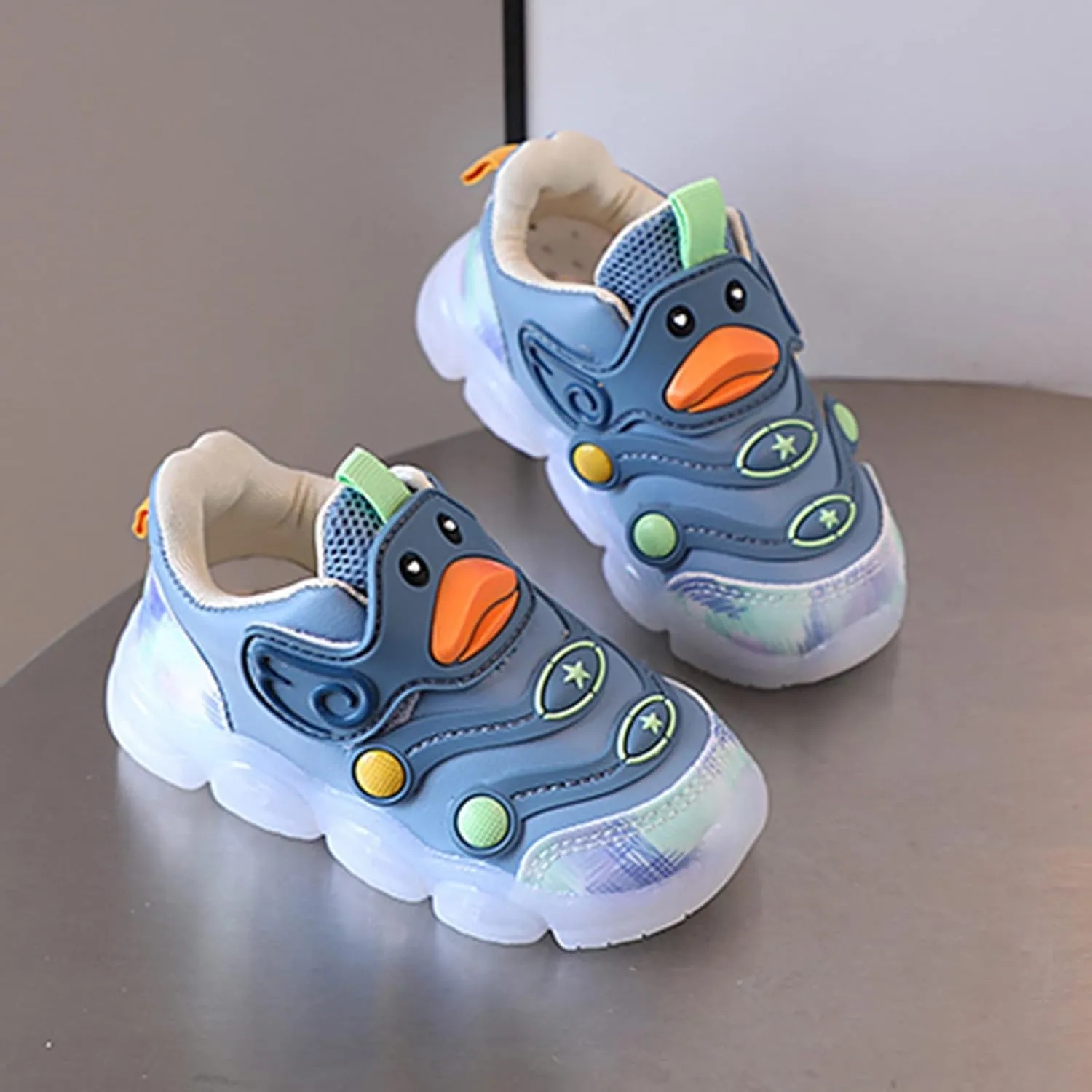 Toddler Boys Girls Light Up Sneaker LED Flashing Lightweight Mesh Breathable Sport First Walking Running Flat Shoes