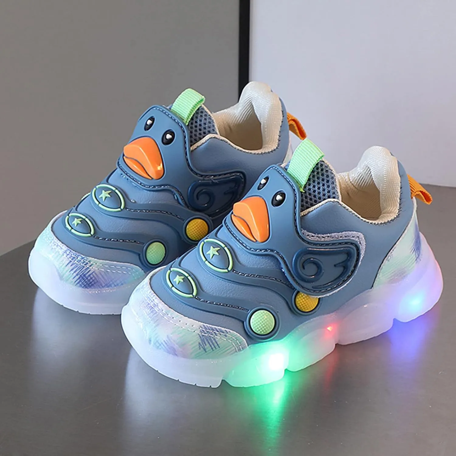Toddler Boys Girls Light Up Sneaker LED Flashing Lightweight Mesh Breathable Sport First Walking Running Flat Shoes