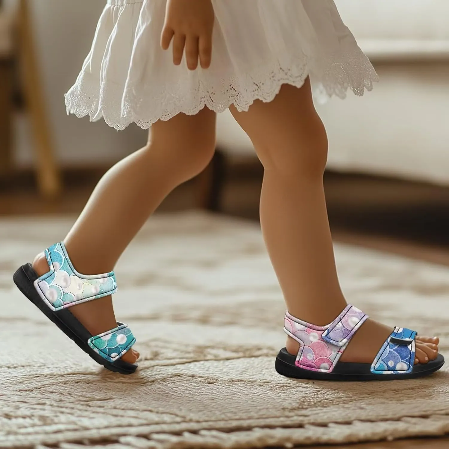 Toddler Sporty Sandals with Adjustable Straps Double Buckle Outdoor Athletic Water Shoes Open Toe Slippers Sandal