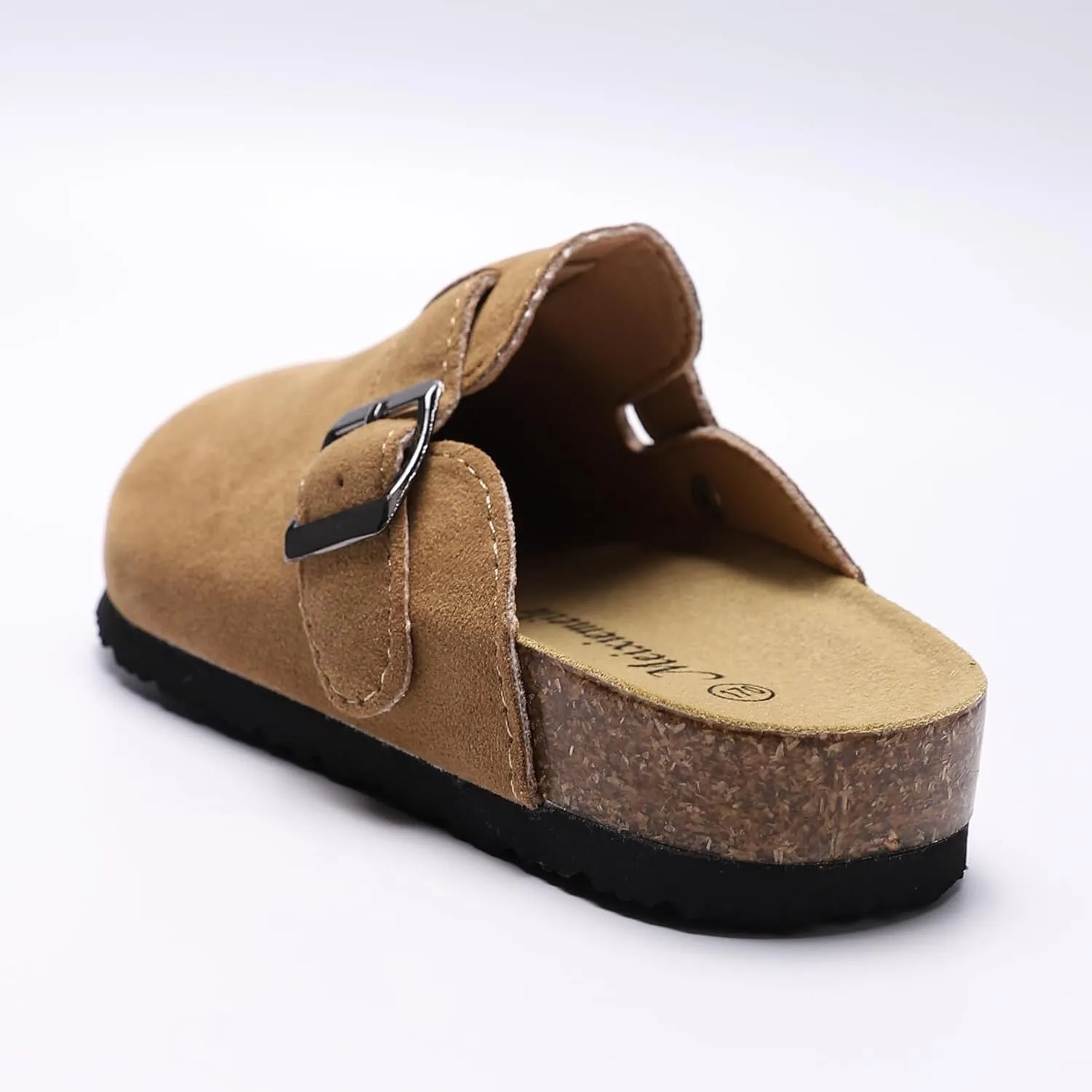Toddler Suede Clogs Kids Cute Clogs Boys Girls Cork Sandals Adjustable Buckle Mules Indoor Outdoor Slip-on Slippers Potato Shoes