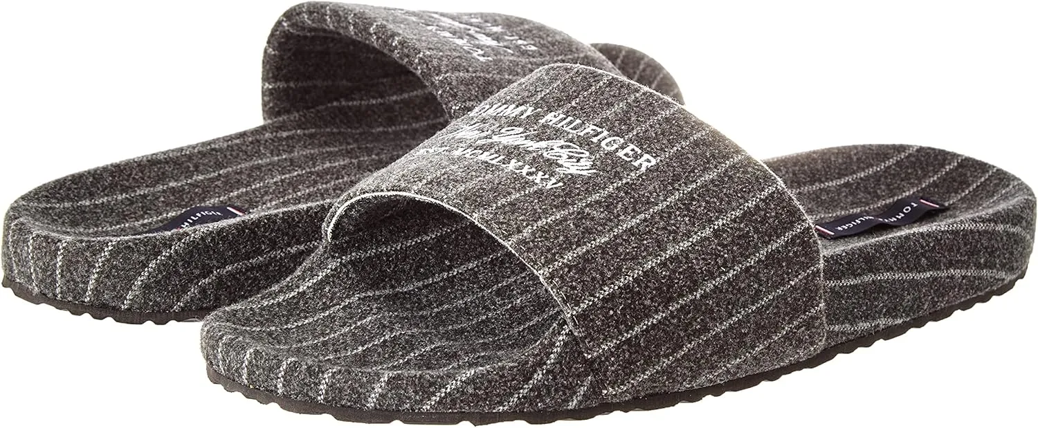 Tommy Hilfiger Flip Flops for Men Warm Felt Hilfiger Pool Slide Flip Flops