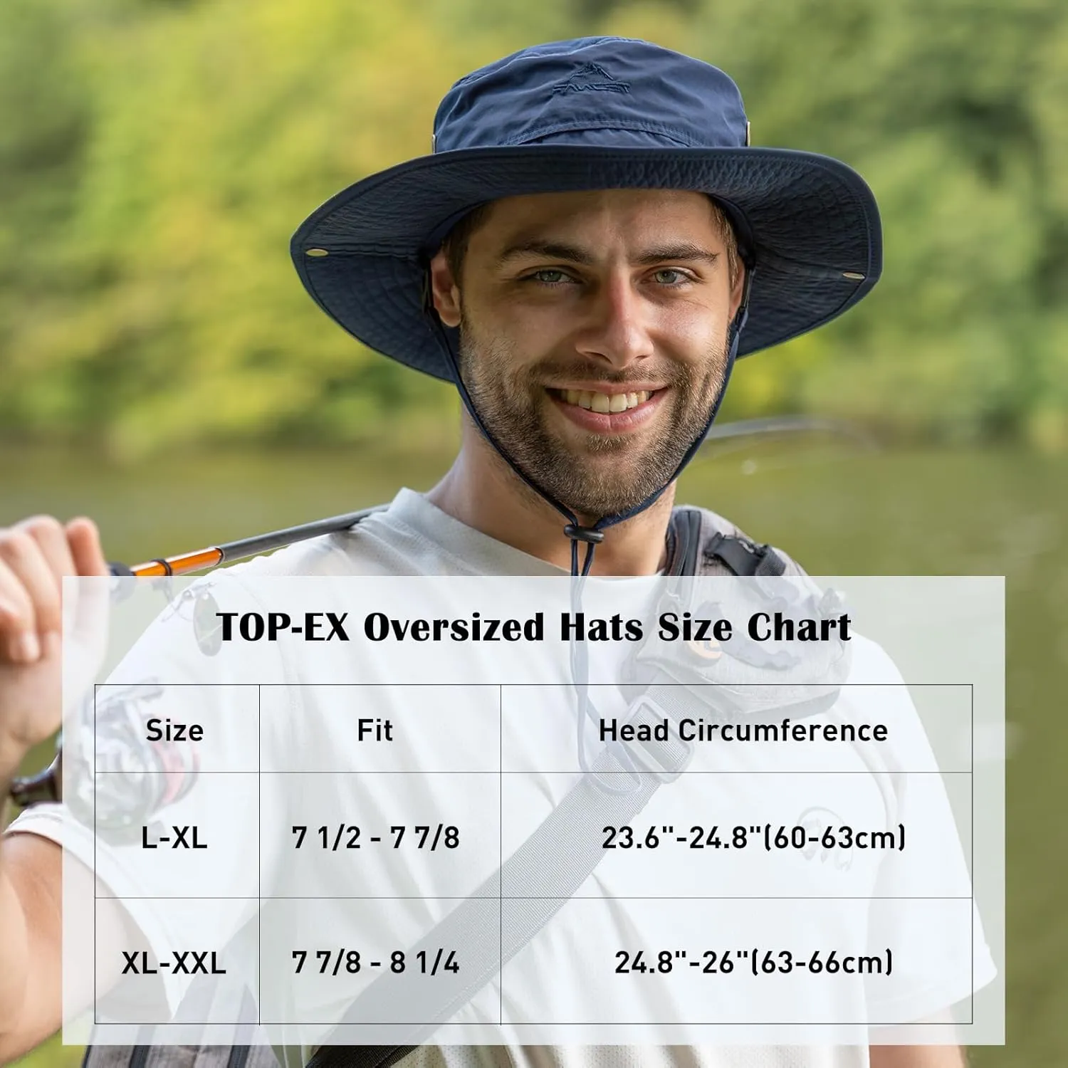 TOP-EX Waterproof Rain XL XXL Large Size Oversized Mens Sun Hats Fishing Bucket Boonie Beach UV Protection Wide Brim