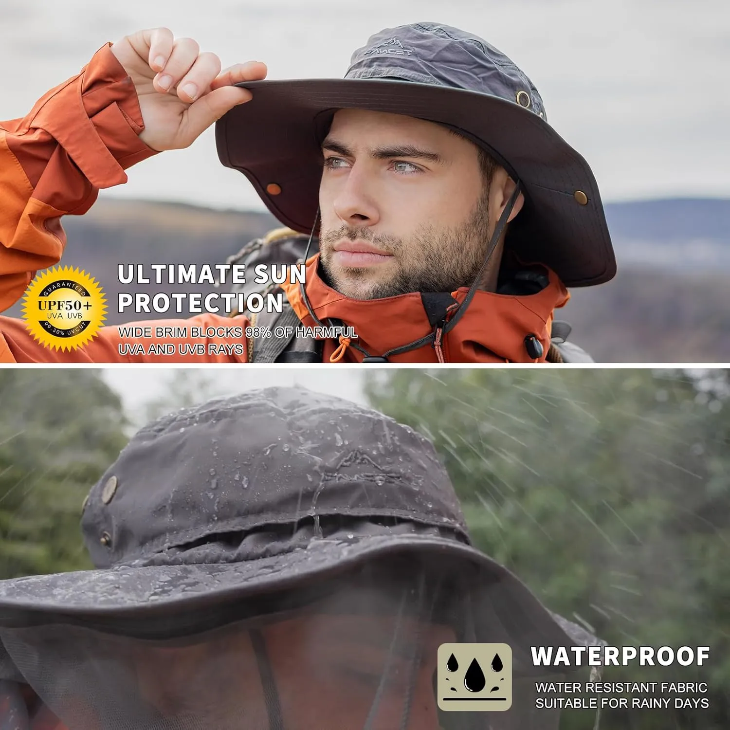 TOP-EX Waterproof Rain XL XXL Large Size Oversized Mens Sun Hats Fishing Bucket Boonie Beach UV Protection Wide Brim