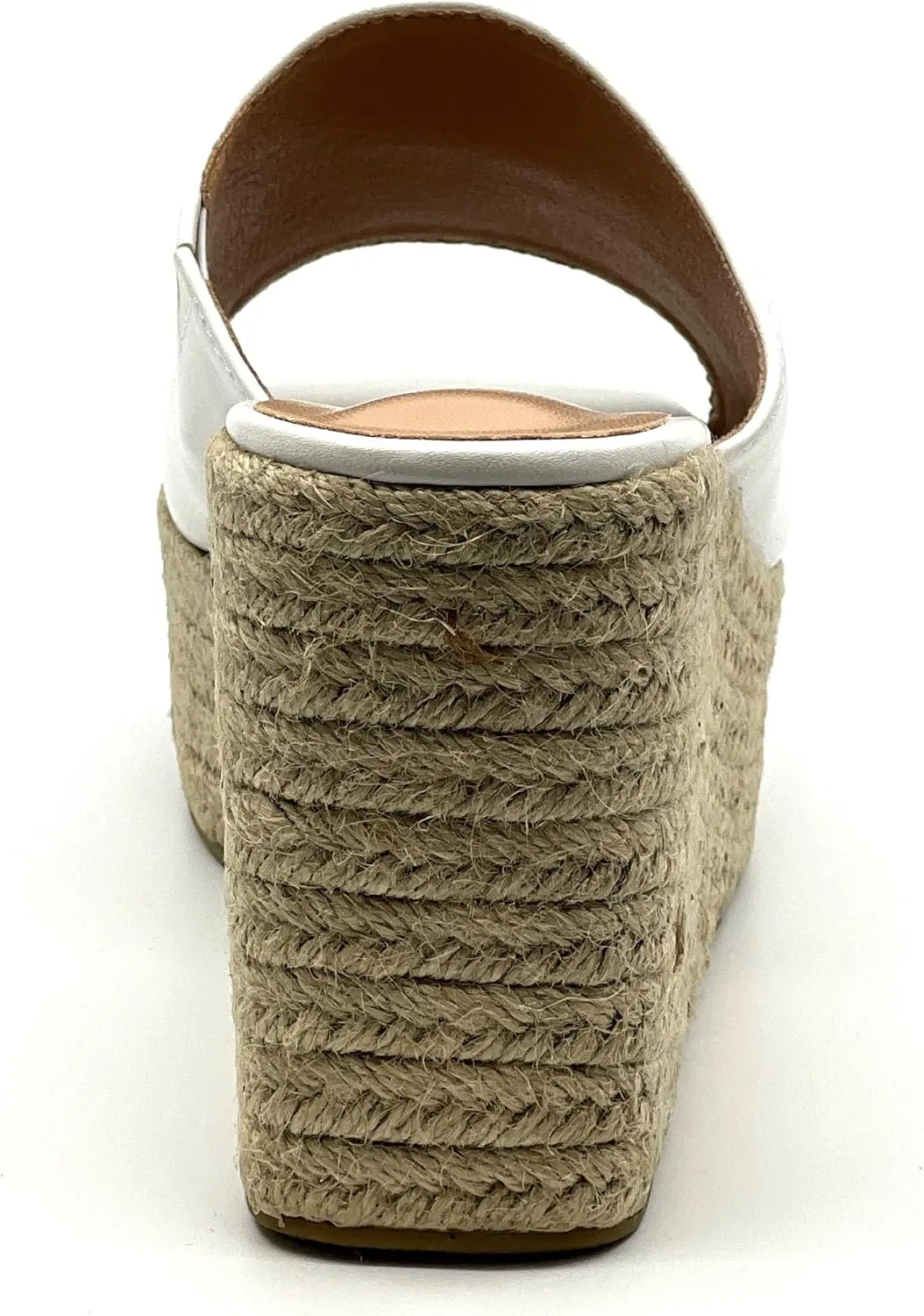 TOP Moda Women Open Toe High Wedge Jute Espadrille Slip on Slide Sandals