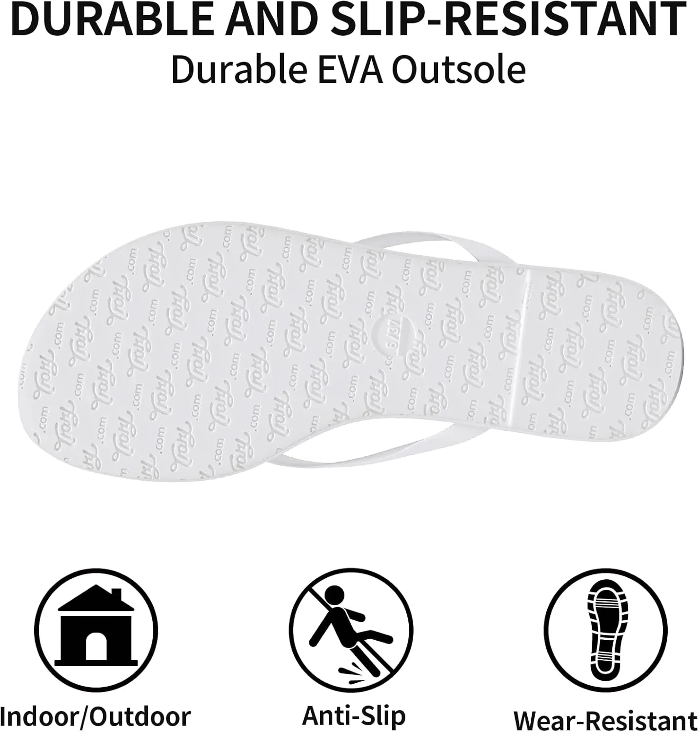 Trary Round Toe Memory Foam Sandals for Women, Vegan Leather Non-Slip Beach Pool Travel Flip Flops, Comfortable Summer Casual Shoes with 5mm Cushion