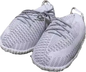 Trendy Style Soft Plush Comfy Warm Slip-on Sneaker Slippers (White Reflective)