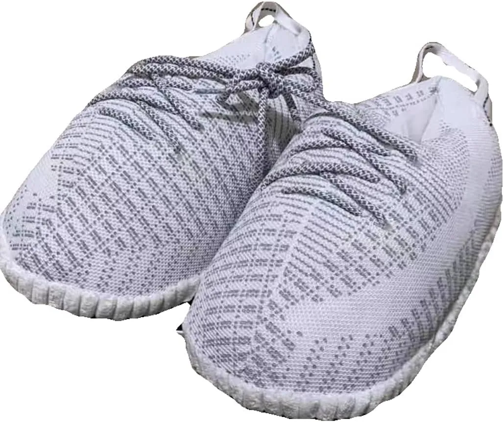 Trendy Style Soft Plush Comfy Warm Slip-on Sneaker Slippers (White Reflective)