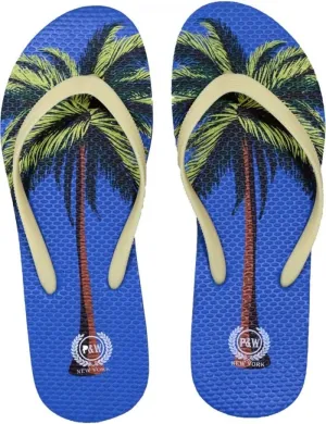 Trendy Tropical Print Flip Flops Desert Resort Travel Thong Sandal Slipper