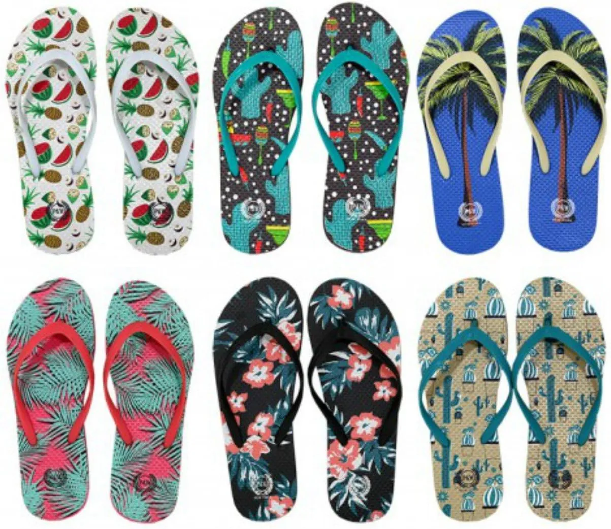 Trendy Tropical Print Flip Flops Desert Resort Travel Thong Sandal Slipper