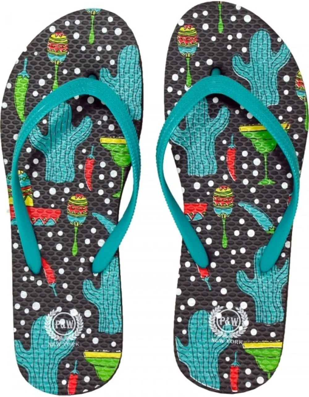 Trendy Tropical Print Flip Flops Desert Resort Travel Thong Sandal Slipper