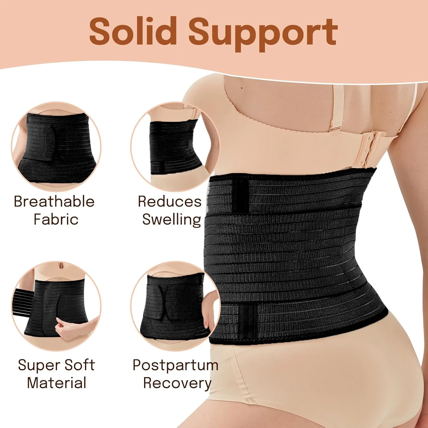 Trendyline Postpartum Belly Band for Women: Abdominal Binder Wrap Recovery Girdle Belt for C Section - Post Partum Waist Support Belt Compression for Post Surgery Tummy Tuck