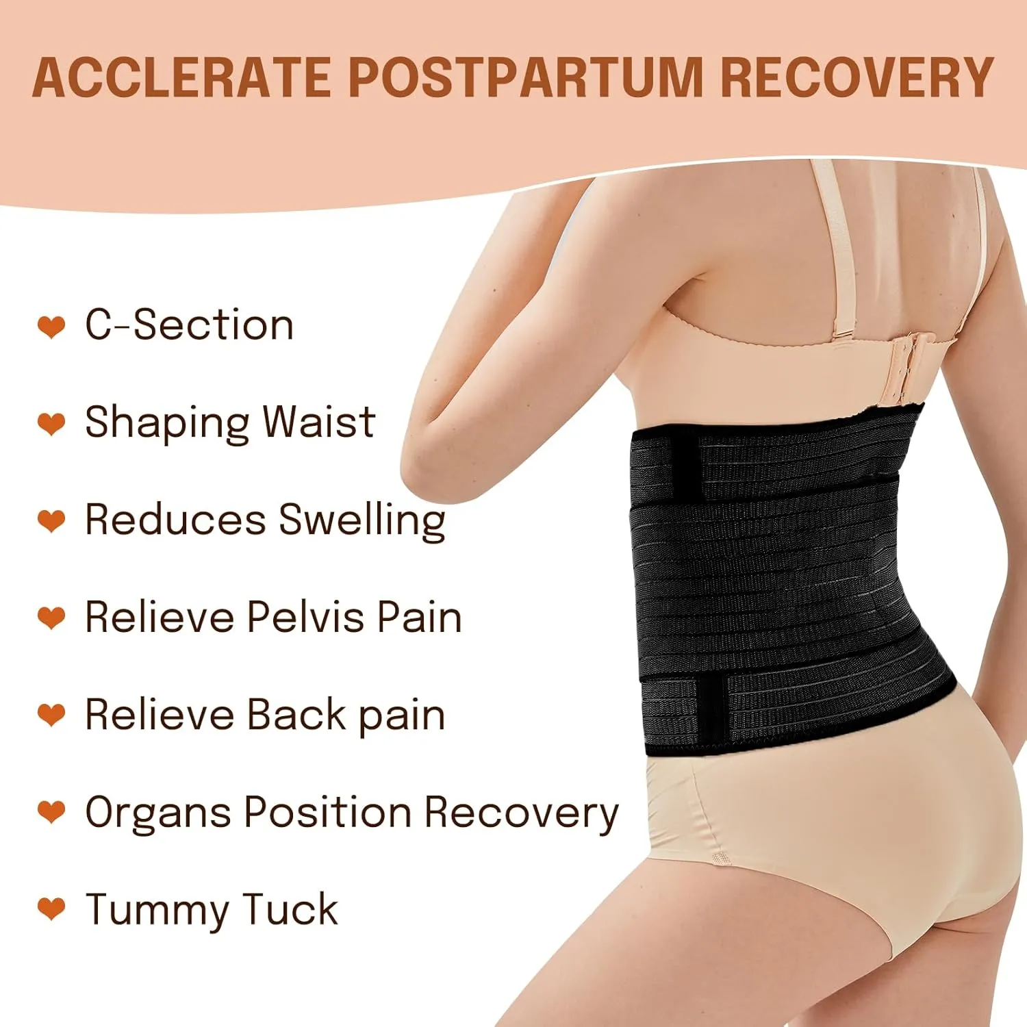 Trendyline Postpartum Belly Band for Women: Abdominal Binder Wrap Recovery Girdle Belt for C Section - Post Partum Waist Support Belt Compression for Post Surgery Tummy Tuck
