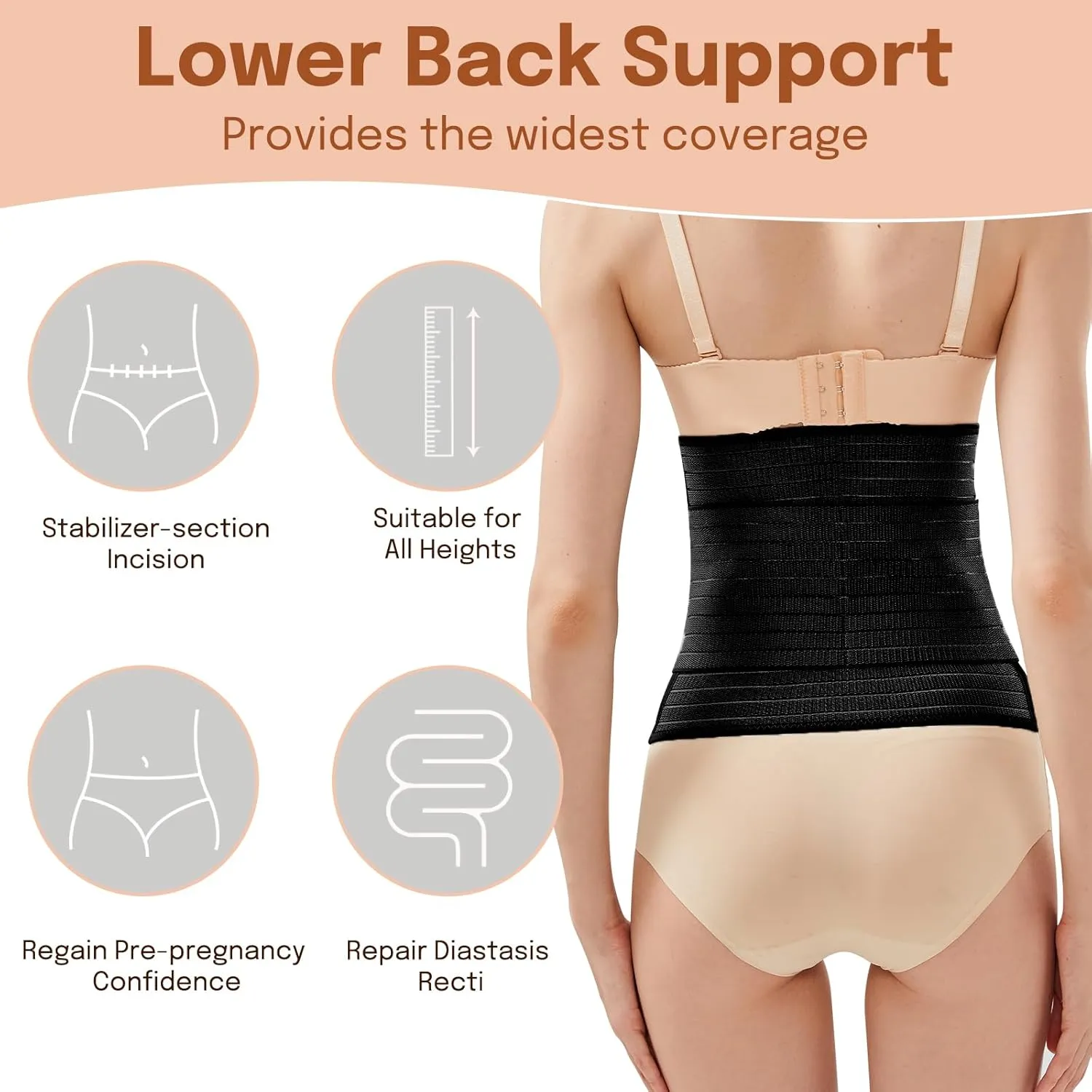 Trendyline Postpartum Belly Band for Women: Abdominal Binder Wrap Recovery Girdle Belt for C Section - Post Partum Waist Support Belt Compression for Post Surgery Tummy Tuck