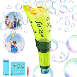 TRILVIX LED Torch 21-Hole Bubble Wand Toy for Kids Aged 3  Leak Proof Bubble Machine Bubble Gun with Refill Solution Outdoor Game Party Favor Summer Lawn Swimming Pool Birthday Wedding