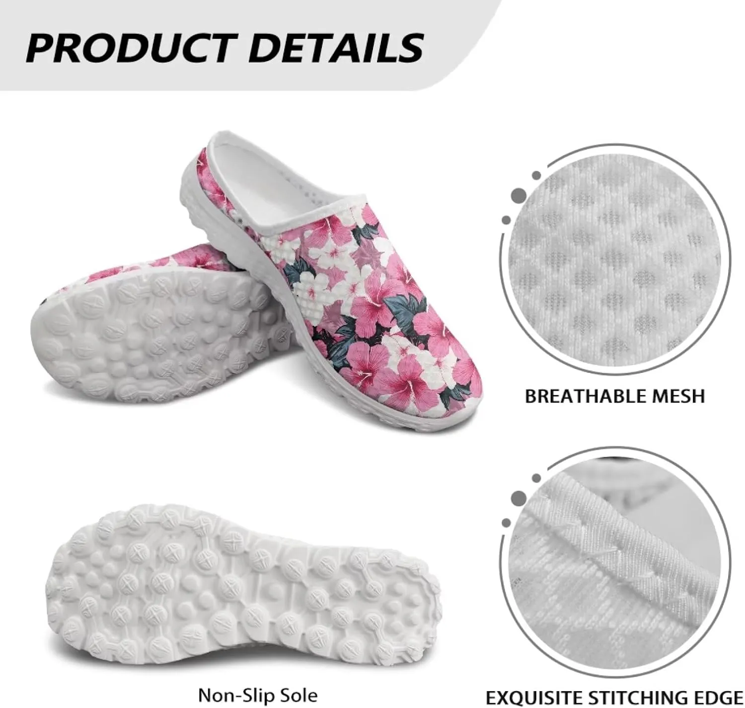 Tropical Flora Women's Arch Support Mule Garden Shoes Slip On Loafers Breathable Summer Barefoot Walking Flat