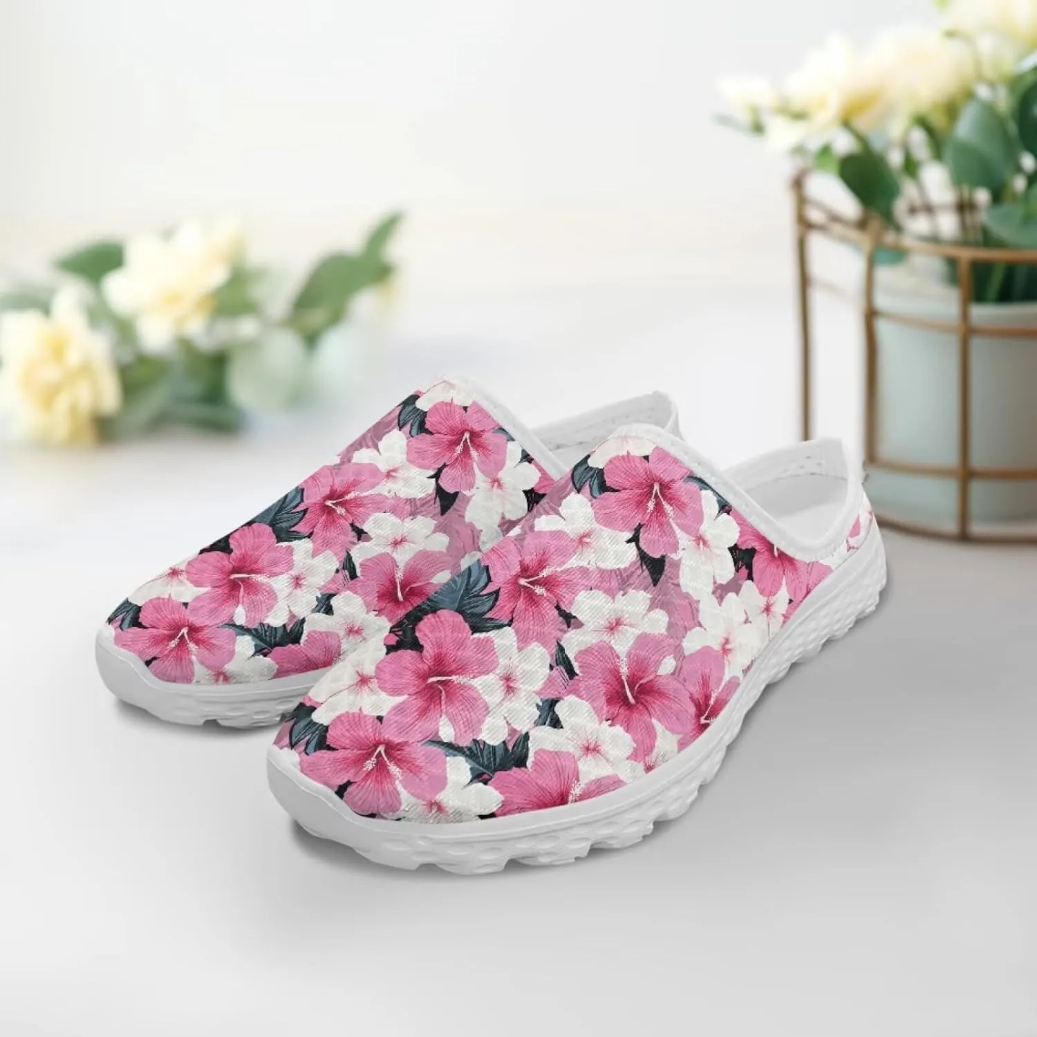 Tropical Flora Women's Arch Support Mule Garden Shoes Slip On Loafers Breathable Summer Barefoot Walking Flat
