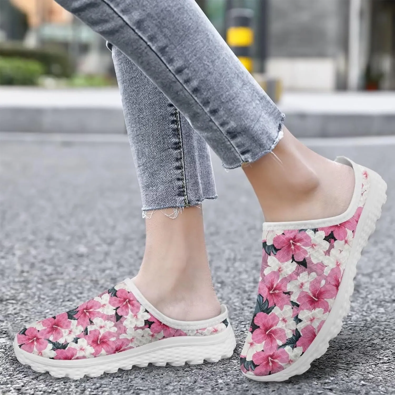 Tropical Flora Women's Arch Support Mule Garden Shoes Slip On Loafers Breathable Summer Barefoot Walking Flat