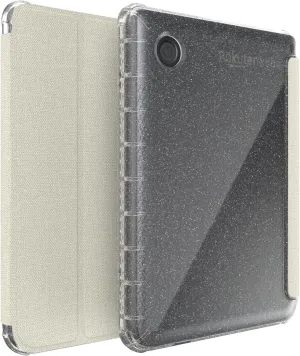 TUDIA SKN FLIP V2 Designed for Kobo Clara BW/Colour Case (2024) - [Enhanced Auto Wake/Sleep Technology] Shockproof Slim Transparent TPU Back with Textured Leather Trifold Cover - Glitter Beige