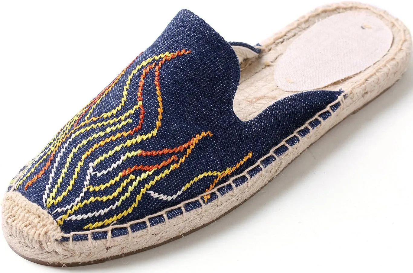 U-lite Women's Stylish Embroidery Flat Espadrilles Fancy Mule