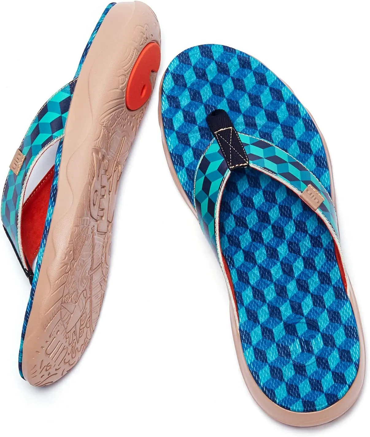 UIN Men's Flip Flops Thong Sandals Beach Summer Casual Art Painted Travel Comfort Slippers
