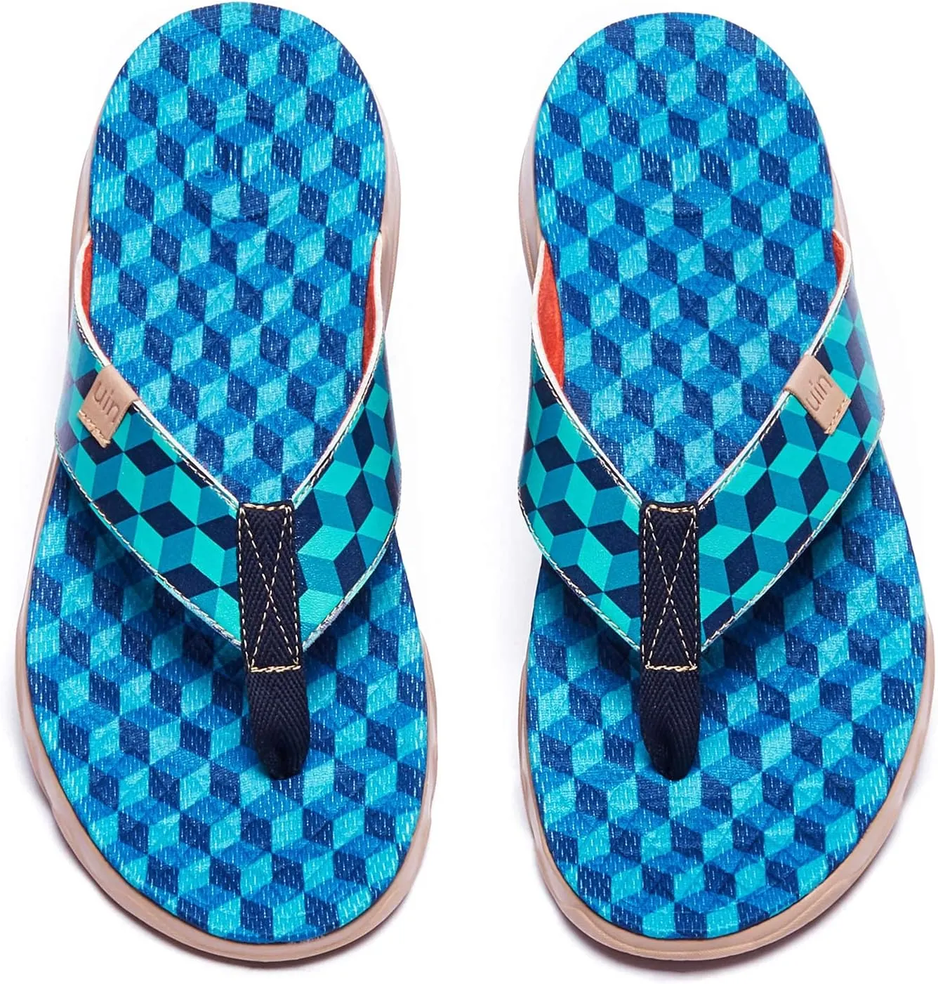 UIN Men's Flip Flops Thong Sandals Beach Summer Casual Art Painted Travel Comfort Slippers