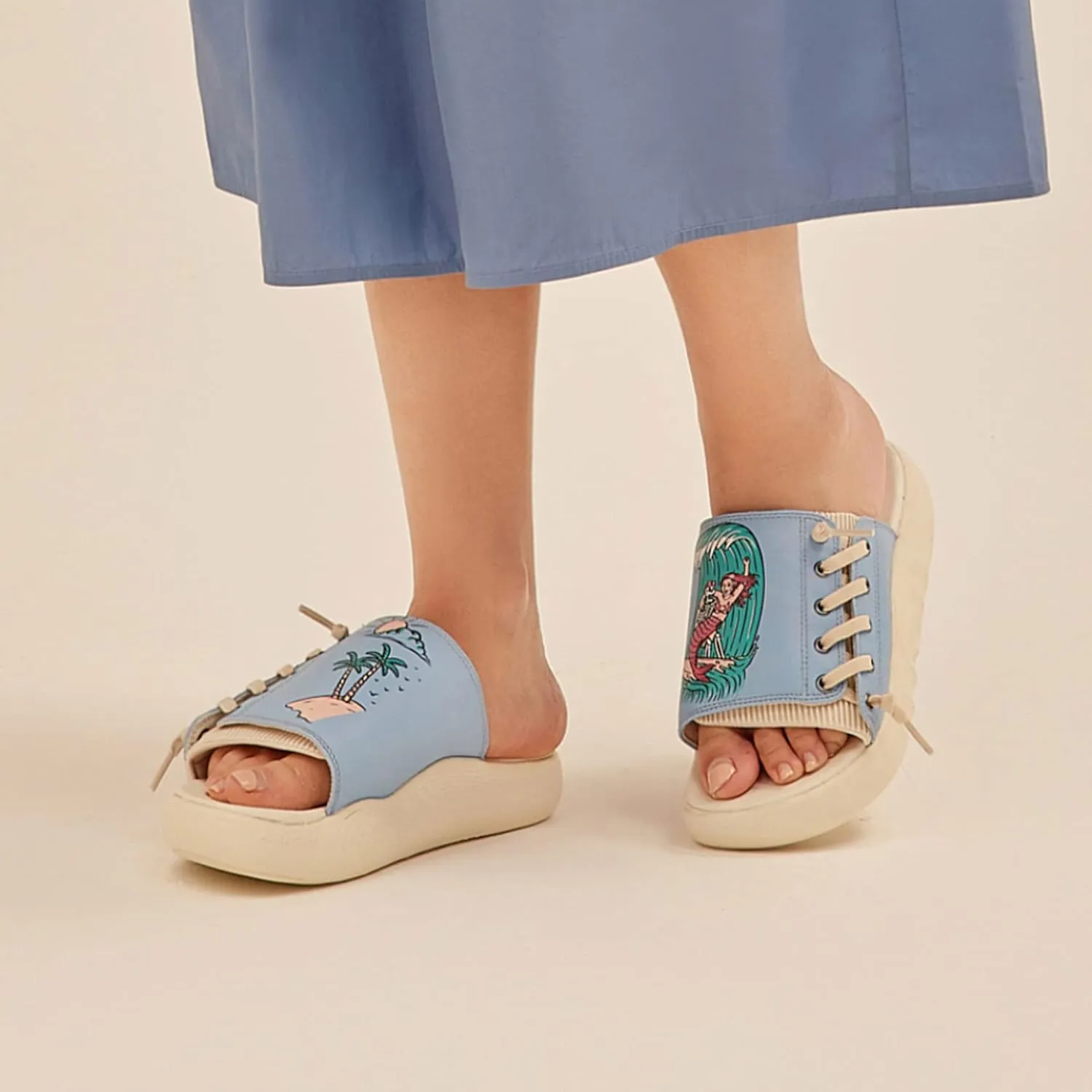 UIN Women's Summer Chunky Platform Slide Wedges Sandal Comfortable Art Travel Shoes Sitges Ⅲ