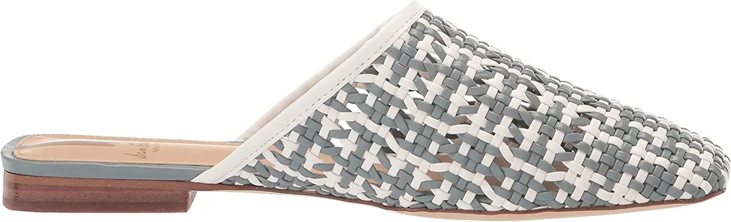 Unbeatable Squared Leona Sam White On Ornate Detailed Toe Money-saving Woven Flat Slip Mules Edelman