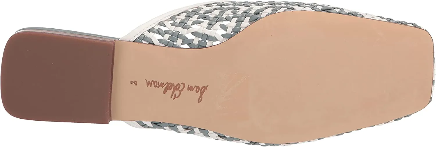 Unbeatable Squared Leona Sam White On Ornate Detailed Toe Money-saving Woven Flat Slip Mules Edelman
