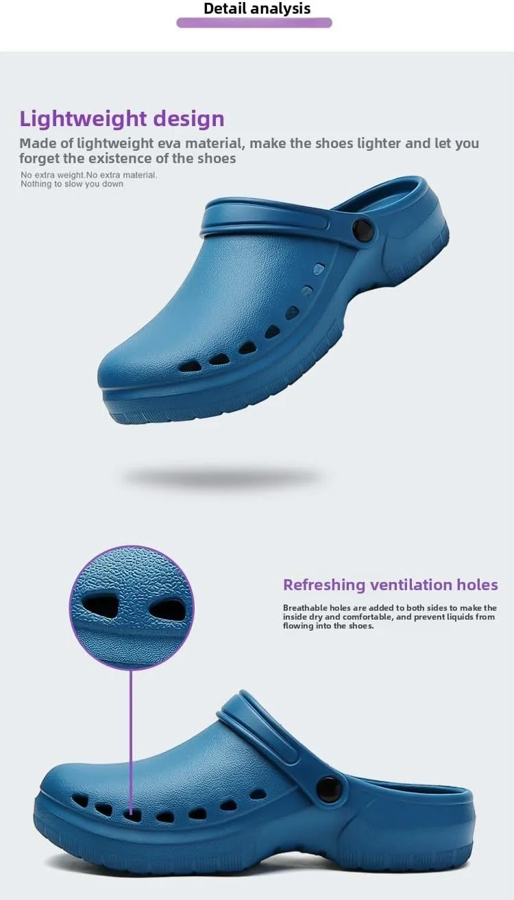 Unisex Adult Classic Clog Comfortable, Durable, Non-Slip, Oil-Resistant, Waterproof, Professional Chef & Nurse Work Shoes, Casual Style, Kitchen Shoes