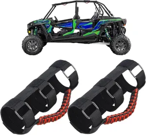UTV Roll Bar Grab Handles for 1 5/8 to 2” Roll Cage Compatible with Honda Talon, Pioneer, Can Am Maverick X3, Kawasaki Teryx KRX Mule, Polaris RZR Ranger General, Yamaha YXZ (Red 2 Pack)