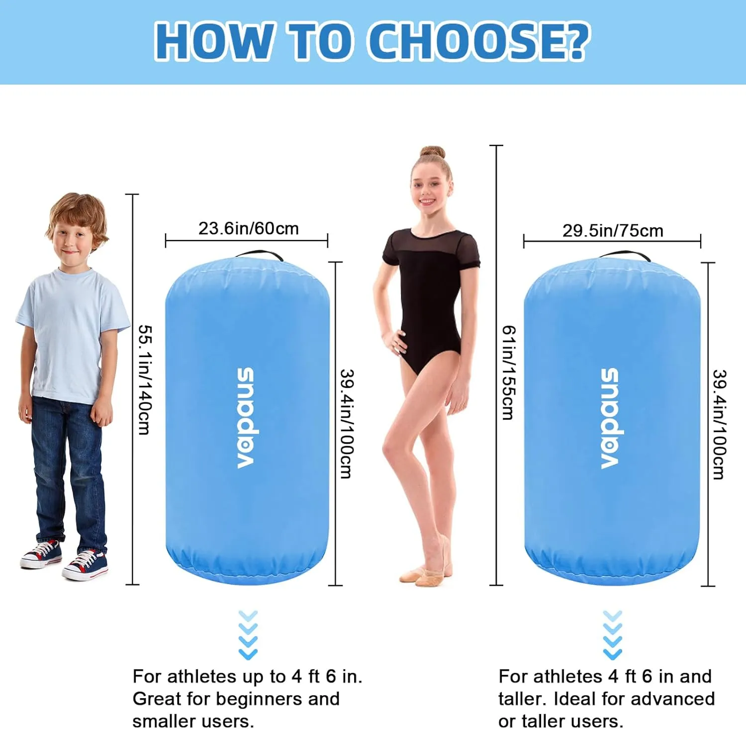 Vapaus Gymnastics Air Barrel Inflatable Tumbling Roller Mat Back Handspring Trainer Air Tumbler Octagon Barrel Gymnastics Equipment for Tumble Track Cheerleading Yoga Training Durable AntiSlip Double Seal Without Pump