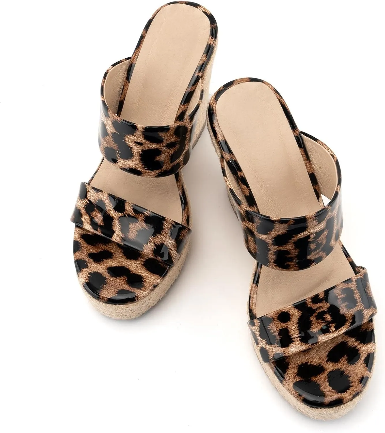 VARECOLA Women Slip On Espadrille Platform Wedge Sandals Slide Open Toe Clear High Heel Sandals