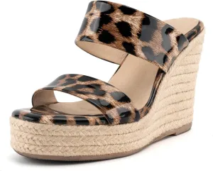 VARECOLA Women Slip On Espadrille Platform Wedge Sandals Slide Open Toe Clear High Heel Sandals