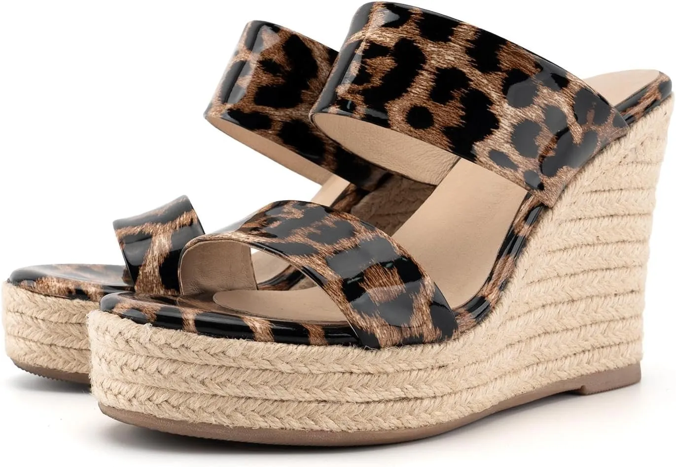 VARECOLA Women Slip On Espadrille Platform Wedge Sandals Slide Open Toe Clear High Heel Sandals