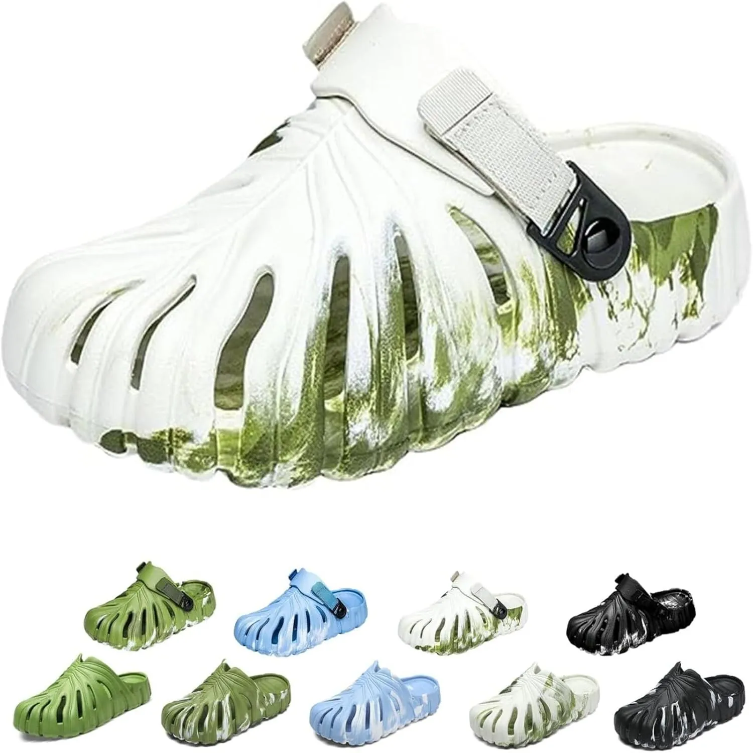 Variegated Monstera Shoes for Women and Men, Monstera Leaf Pattern Slippers Summer, Anti-Slip Soft Plant Print Slides