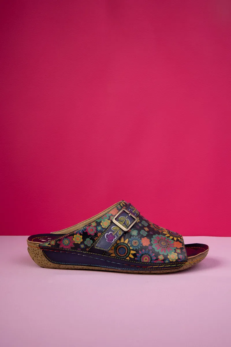 Vicconfy | Elsinore Boho Floral Printed Leather Sandal