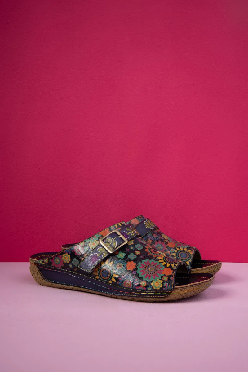 Vicconfy | Elsinore Boho Floral Printed Leather Sandal