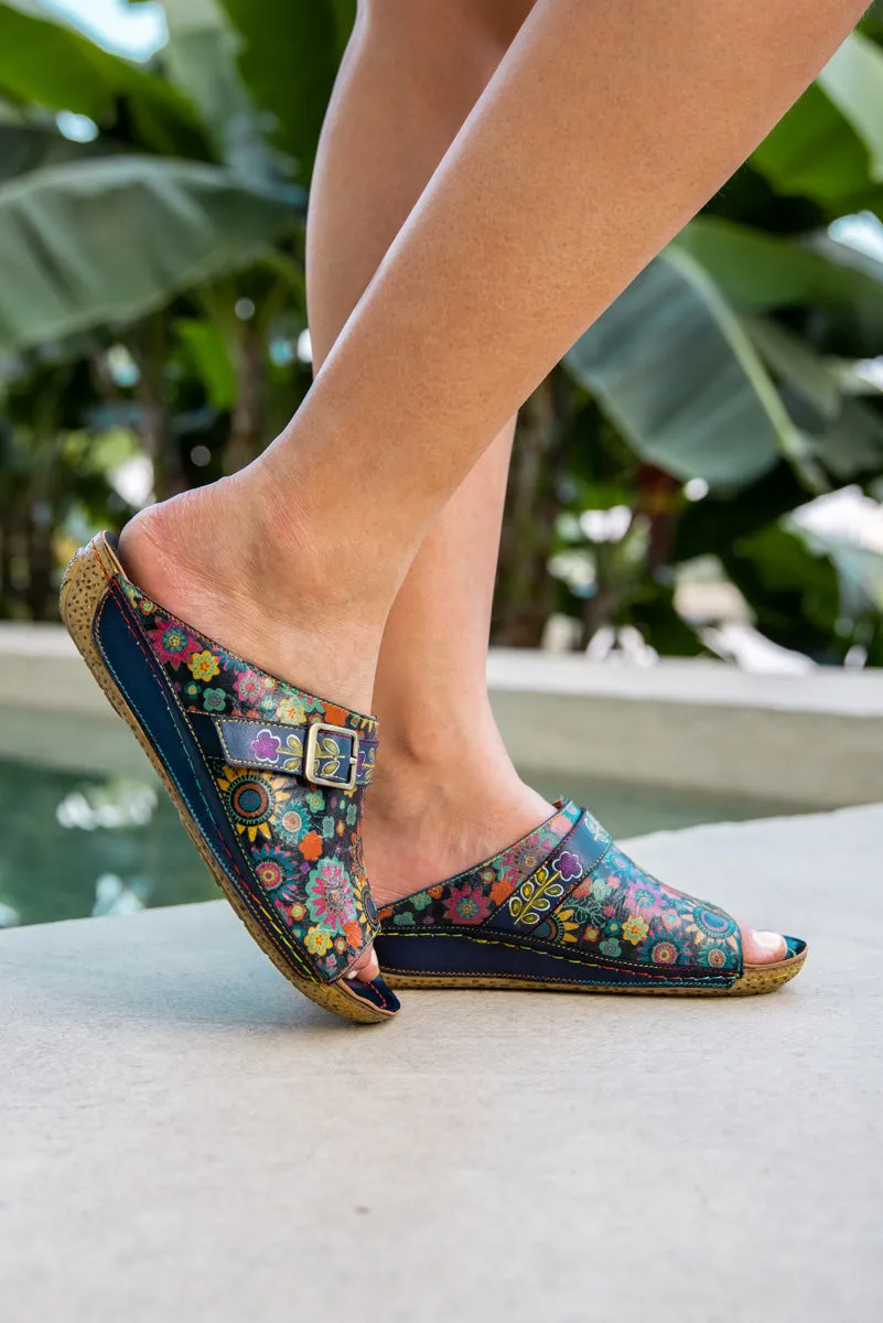 Vicconfy | Elsinore Boho Floral Printed Leather Sandal