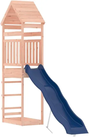 vidaXL Outdoor Playset - Solid Douglas Wood - Multi-Activity Playground with Wave Slide and Sandpit - Safety Rails - Wooden Shade